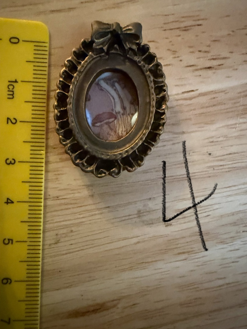 Antique-Style Bronze Decorative Mini Frame with Bow Accent - mushroom insert